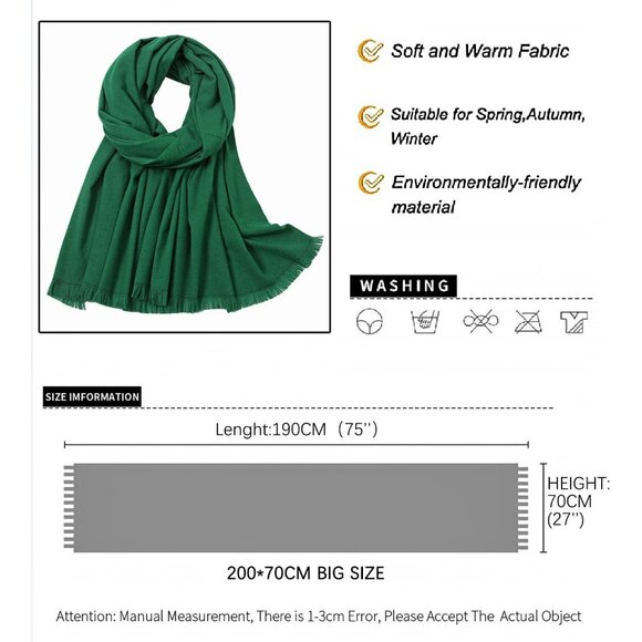 🆕 Women Green Wedding Evening Dress Pashmina Shawl Winter Foulard Femme Wraps - Picture 6 of 7